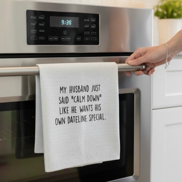 NEW Humorous Dish Towel White with Black Print Double sided print - Picture 2 of 3